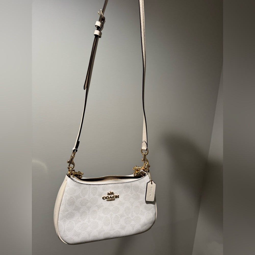 Coach Ivory Crossbody Bag with Gold Accents